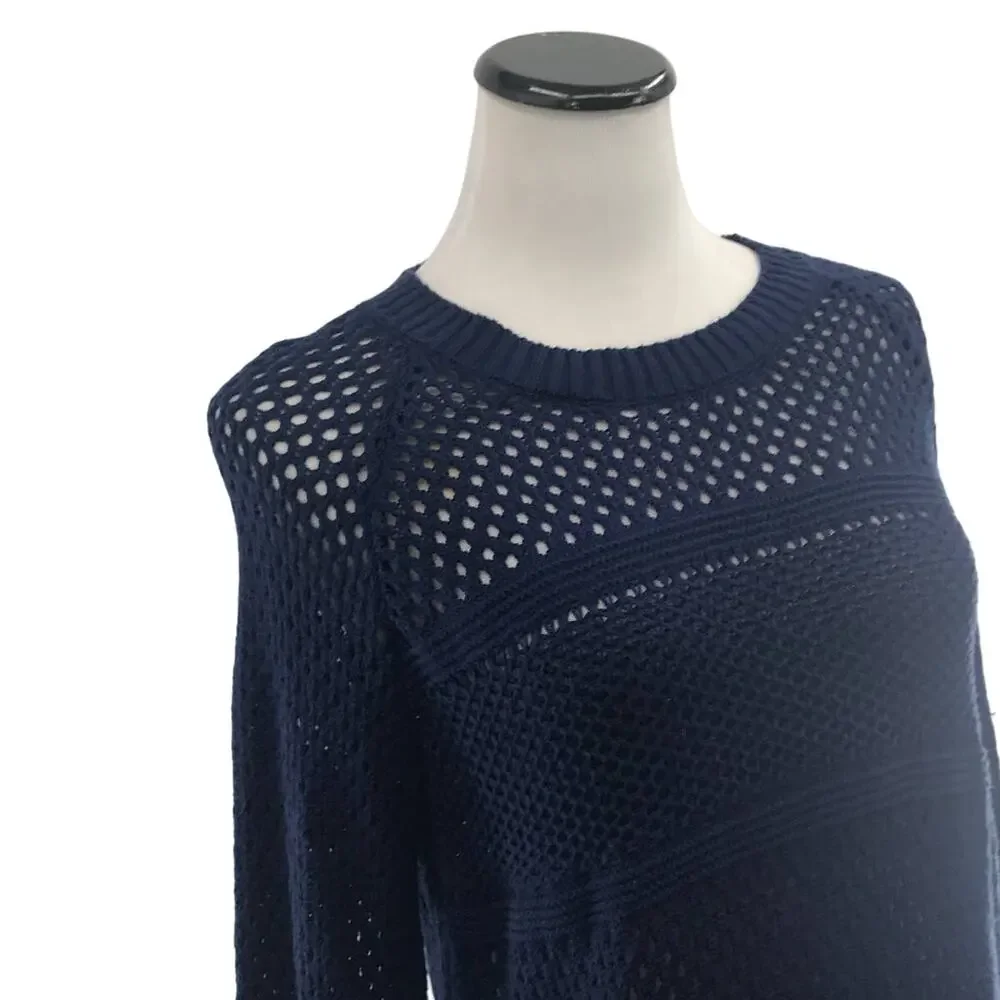 prAna Kokimo Blue Pullover Mesh Sweater